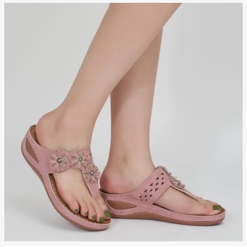FUDYNMALC Womens Flip Flops Comfortable Orthopedic Platform Sandals - Picture 8 of 9